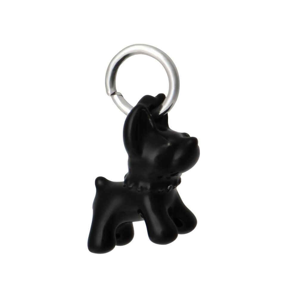 7812 Pack of 10 PCS Black Dogs 3D Enamel Charms Matte Gold Plated Kawaii